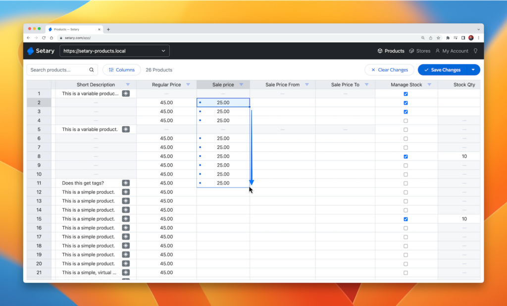 Quickly update product data with Setary's fill handle tool