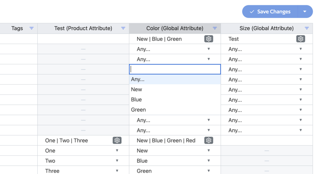 Select variation attribute value in bulk