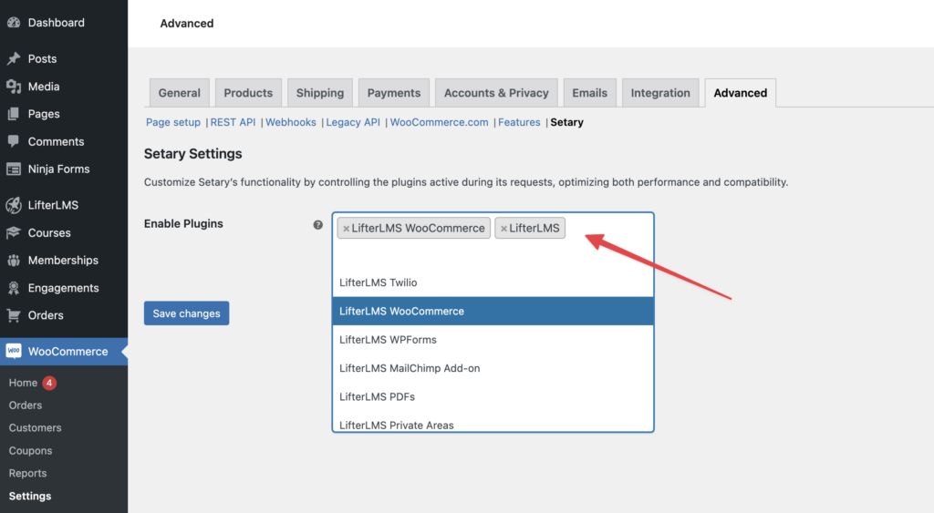 Enable LifterLMS plugins for Setary