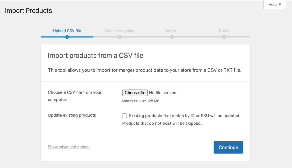 Import WooCommerce products from CSV
