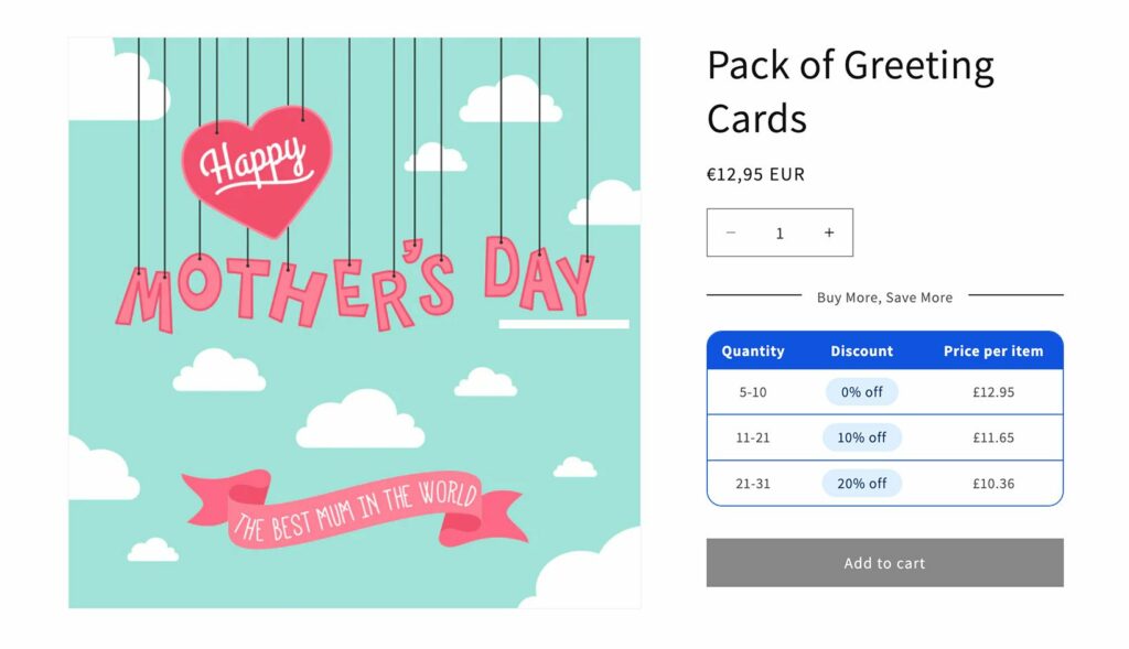 Shopify bulk discount tiered pricing table app