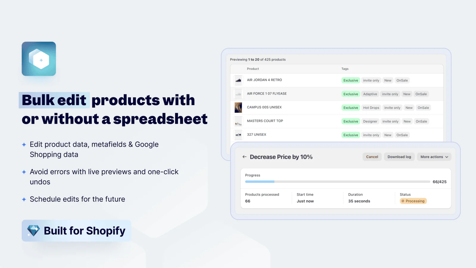 Ablestar bulk product editing app for Shopify