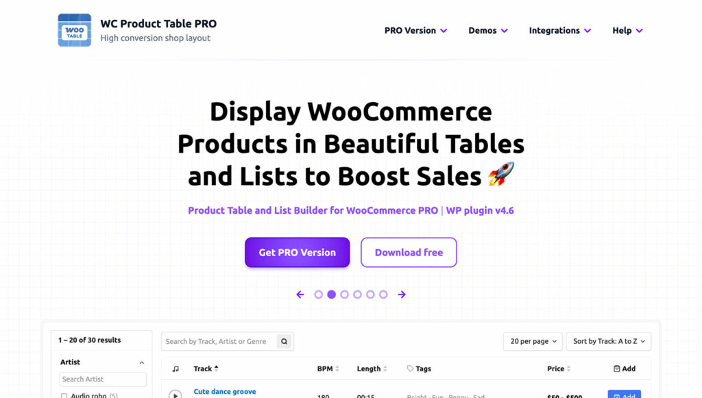 WC Product Table PRO