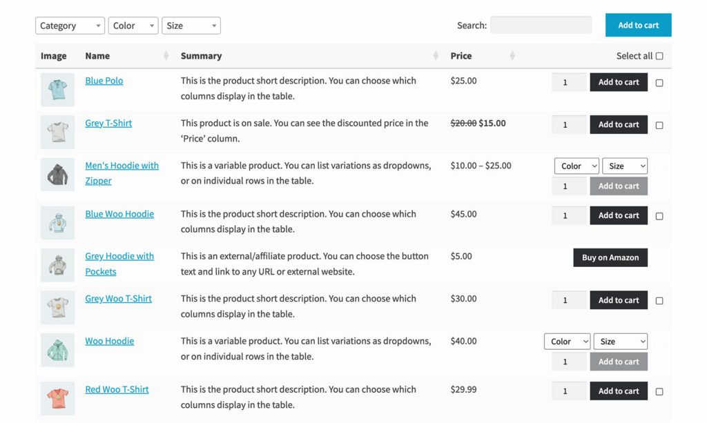 WooCommerce Product Table plugin Barn2