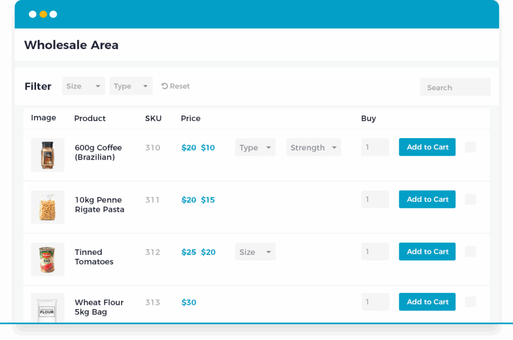 Wholesale product table order form for WooCommerce