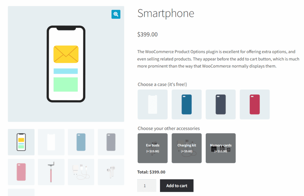 Display other WooCommerce products as options on product page