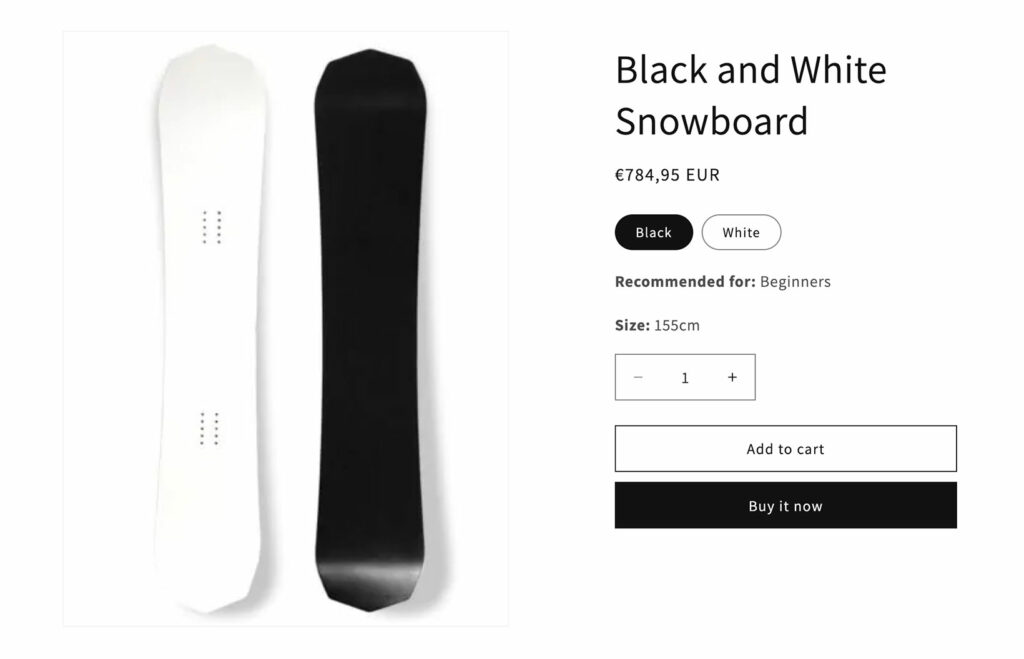 Product page with Shopify metafields