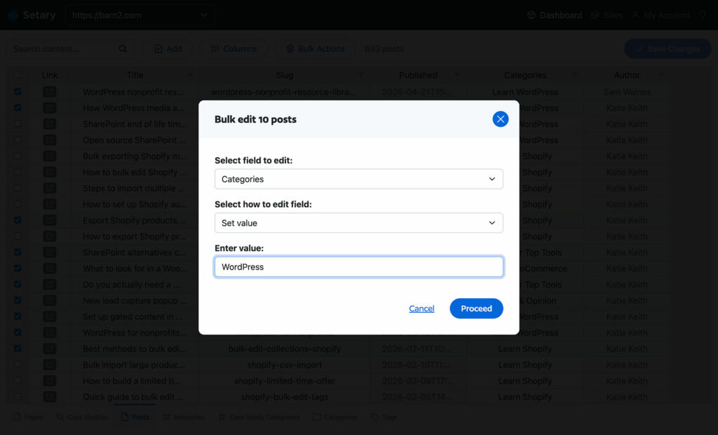 Setary WordPress Bulk Edit Categories