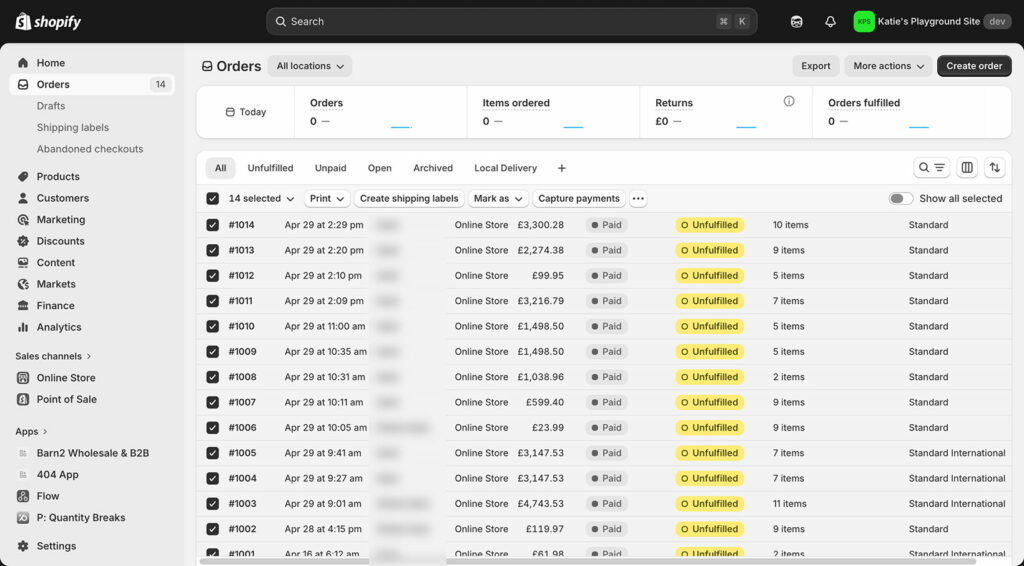 Shopify Order Export and Management