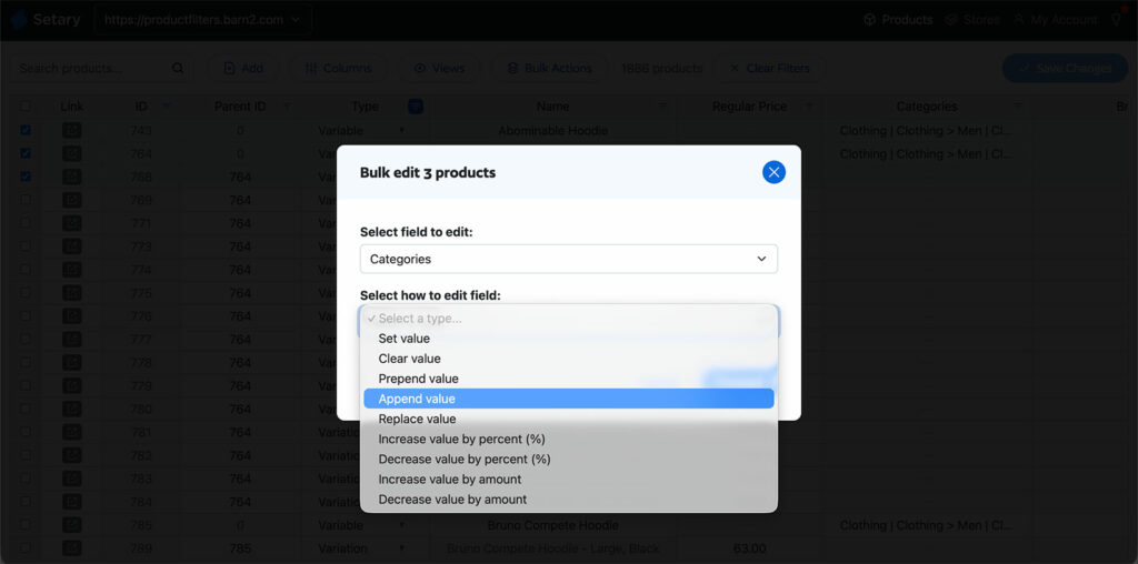 Shopify bulk edit description